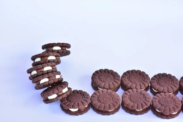 Biscuits Chocolat Ronds Gros Plan — Photo