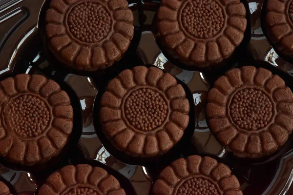 Круглый Шоколадное Печенье Закрыть — стоковое фото