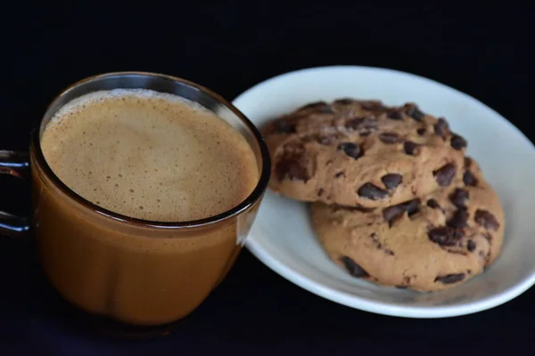 Cup Coffee Chocolate Chip Cookies — Stock Photo, Image