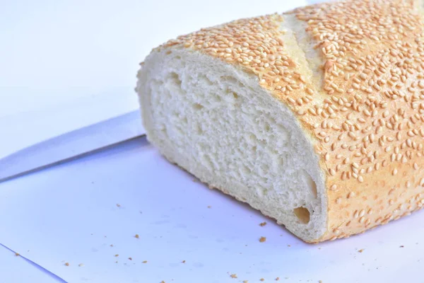 Bílý Chléb Sezamem — Stock fotografie