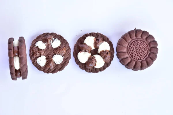 Biscoitos Chocolate Redondos Fechar — Fotografia de Stock
