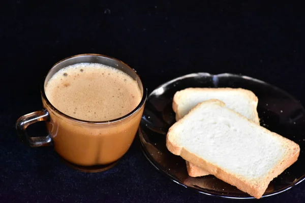 Káva Bílý Chléb Blízko — Stock fotografie