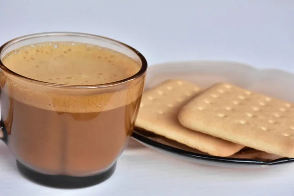 Uma Xícara Café Biscoitos — Fotografia de Stock