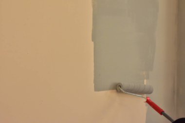 bir rulo ile duvar boya