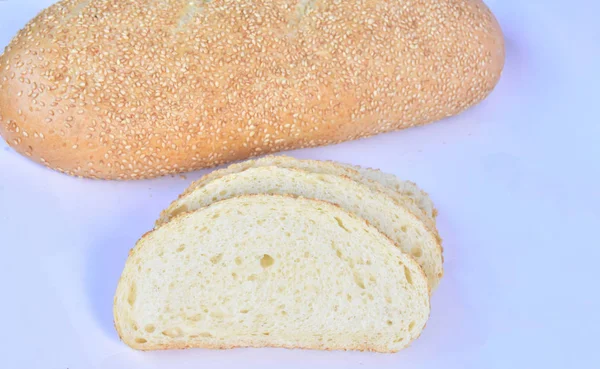 Белый Хлеб Кунжутом — стоковое фото