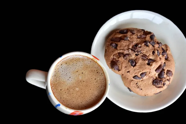 Cup Coffee Chocolate Chip Cookies — Stock Photo, Image