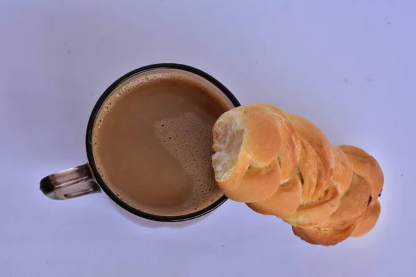 Caffè Con Panino Caldo Vicino — Foto Stock