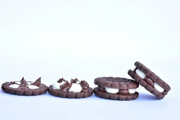 Шоколадне Печиво Білим Кремом — стокове фото