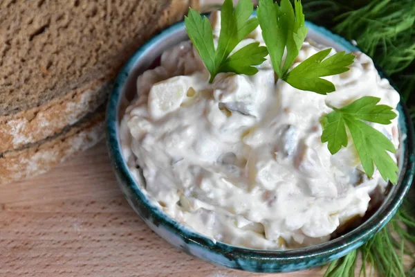 Traditioneller Russischer Salat Aus Nächster Nähe — Stockfoto