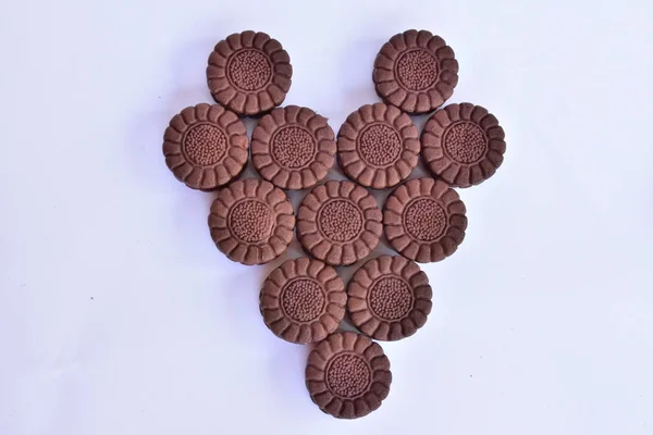 Galletas Redondas Chocolate Cerca — Foto de Stock