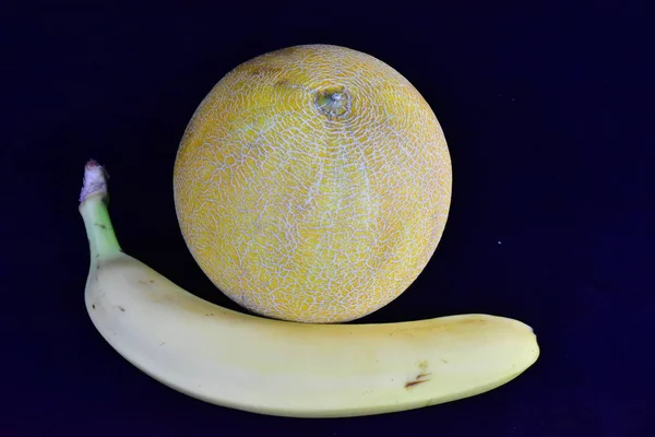Banana Melão Fundo Preto — Fotografia de Stock