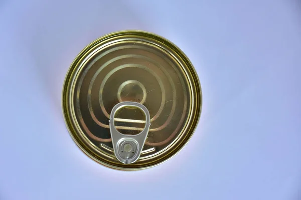 Food Tin Can Top View Isolated Clipping Path Included — Stock Photo, Image
