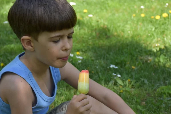 Niño Comiendo Helado — Foto de Stock