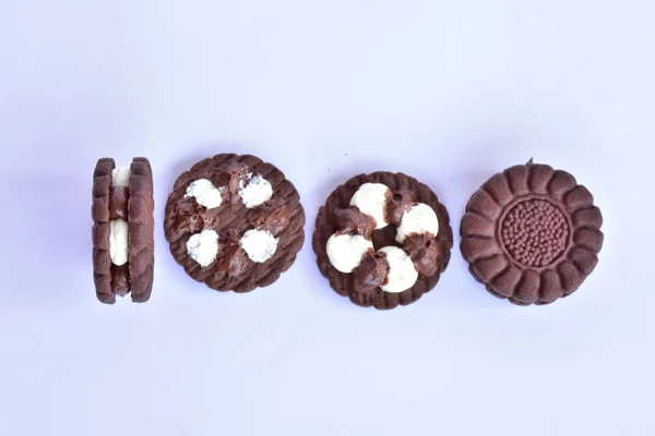 Runda Choklad Cookies Närbild — Stockfoto