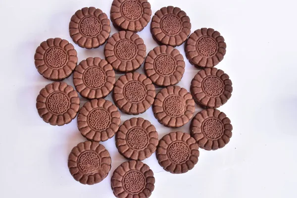 Choklad Cookies Med Vit Grädde — Stockfoto