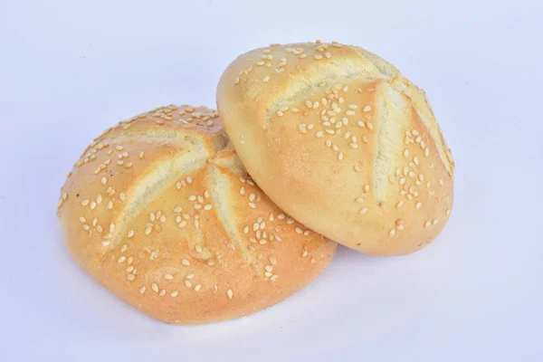 Buns Sesame Seeds White Background — Stock Photo, Image