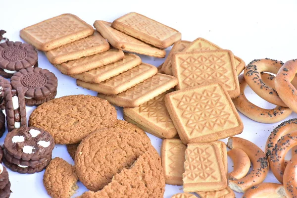 Variedade Diferentes Cookies Perto — Fotografia de Stock