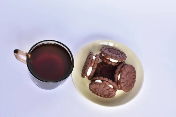 Cup Coffee Chocolate Chip Cookies — Stock Photo, Image