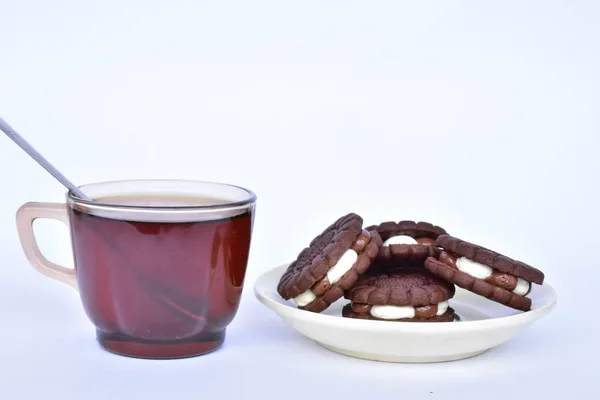 Чашка Кави Печива Шоколадними Чіпсами — стокове фото