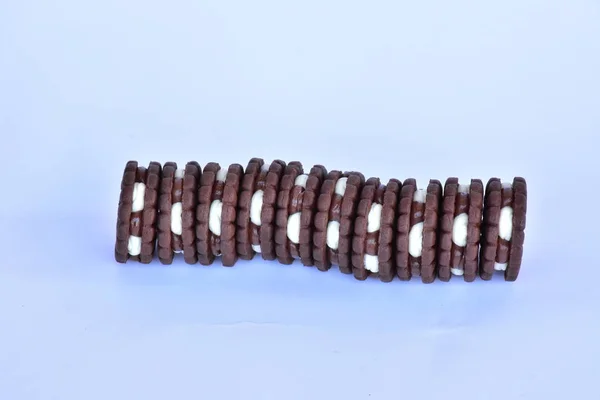 Biscotti Rotondi Cioccolato Vicino — Foto Stock