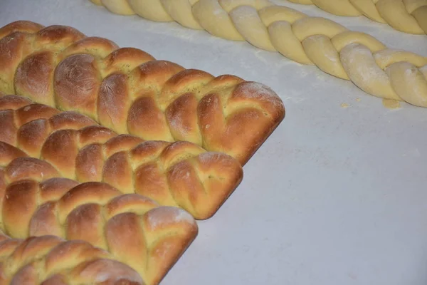 Pan Casero Trenzas Hechas Masa —  Fotos de Stock