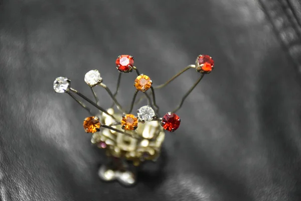 Hair Pins Shiny Crystals Glamour Accessories — Φωτογραφία Αρχείου