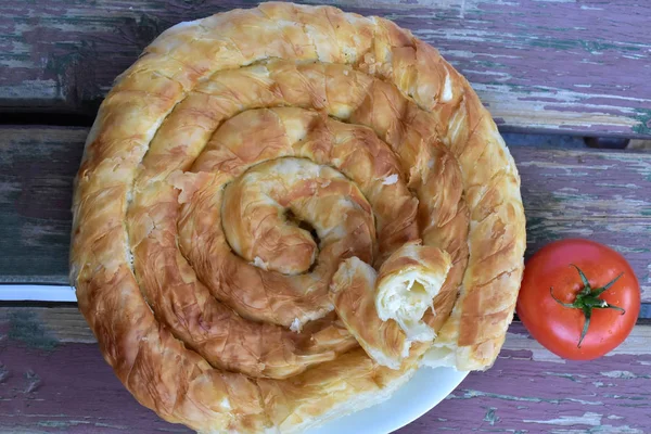 Cozinha Nacional Búlgara Banicza Com Brynza Rollini Com Queijo Brynza — Fotografia de Stock