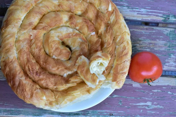 Cozinha Nacional Búlgara Banicza Com Brynza Rollini Com Queijo Brynza — Fotografia de Stock