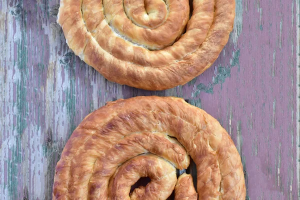 Cozinha Nacional Búlgara Banicza Com Brynza Rollini Com Queijo Brynza — Fotografia de Stock