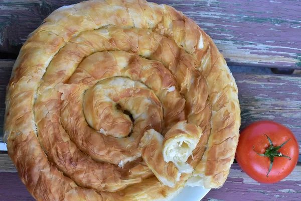 Cozinha Nacional Búlgara Banicza Com Brynza Rollini Com Queijo Brynza — Fotografia de Stock