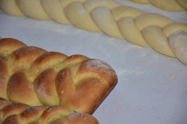 Pan Casero Trenzas Hechas Masa —  Fotos de Stock