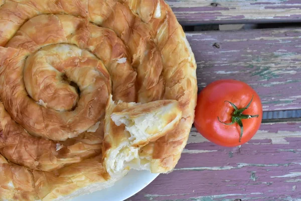 Cozinha Nacional Búlgara Banicza Com Brynza Rollini Com Queijo Brynza — Fotografia de Stock