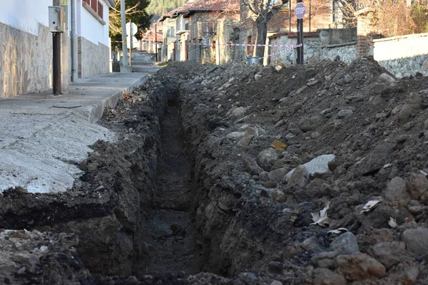 Day Time Shot Digging Street Road City — Foto Stock