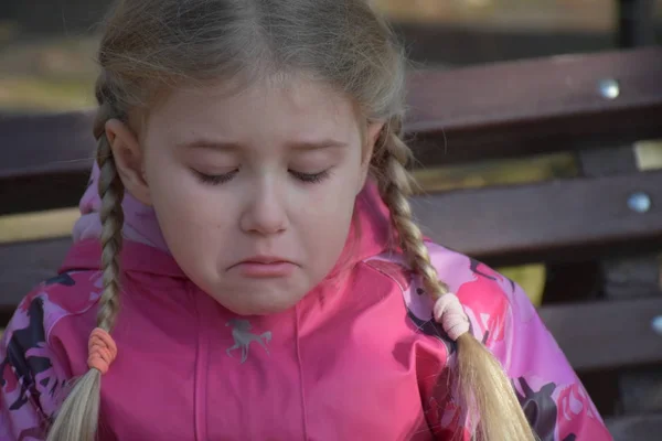 Close Portrait Sad Little Girl — Stock Photo, Image