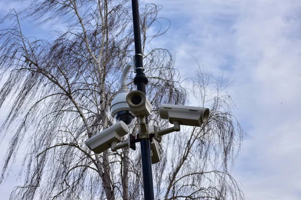 Street Light Modern Security Cameras — Foto de Stock