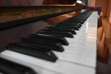 Piyanonun üzerinde siyah beyaz tuşlar 