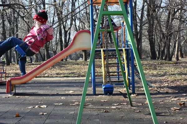 Beautiful Little Girl Playground — Stock Photo, Image