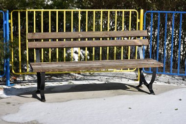 Parktaki ahşap bank.