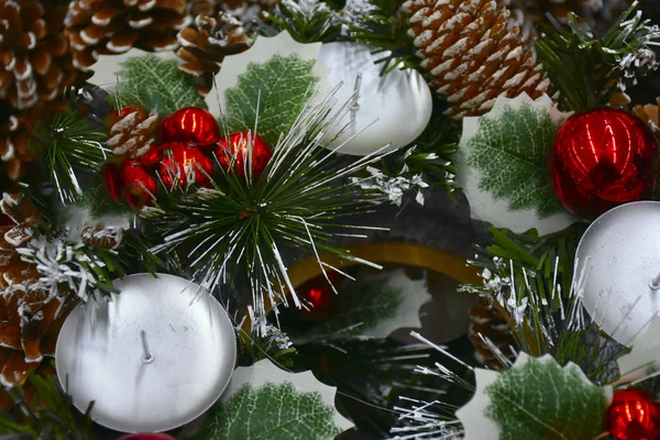 Christmas Wreath Candle — Stock Photo, Image