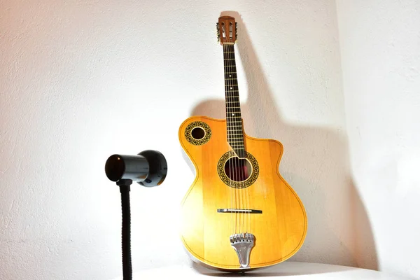 Acoustic Guitar Placed Table Musical Instrument — ストック写真