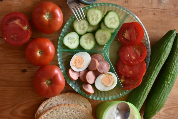 Gemüse Und Eier Aus Nächster Nähe — Stockfoto