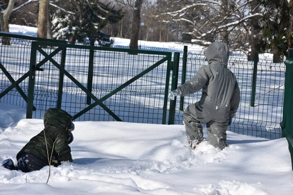 Діти Грають Снігу — стокове фото