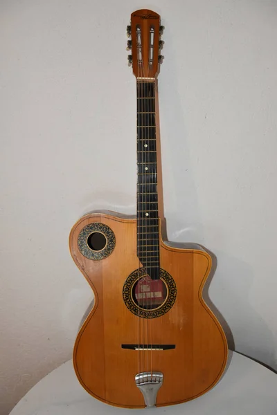 Acoustic Guitar Placed Table Musical Instrument — Foto de Stock