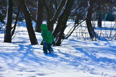 Çocuklar karda oynuyor.