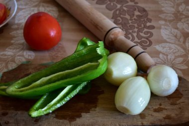 biber, soğan ve sebze.