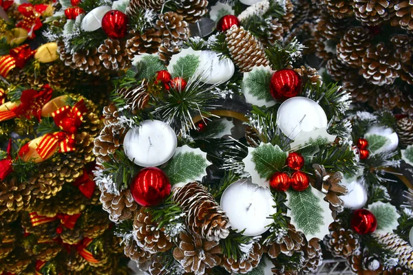 Christmas Wreath Candle — Stock Photo, Image