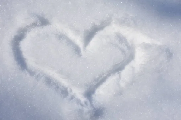 Snow Covered Land Heart Sign Shape — стоковое фото