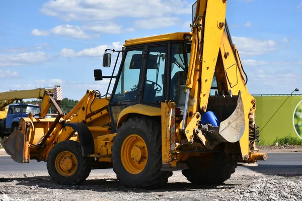 Construction Works Road Crane Heavy Machinery — Fotografia de Stock