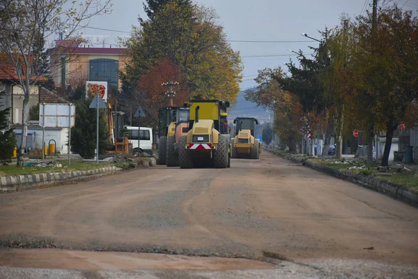 Μεγάλες Κατασκευαστικές Μηχανές Και Κατασκευή — Φωτογραφία Αρχείου