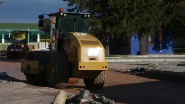 Day Time Shot Road Asphalting Process — Vídeos de Stock